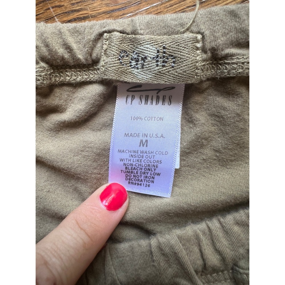 CP Shades Maxi Skirt Womens‎ M Olive Green Cotton Jersey Raw Hem USA Earthy Boho - Picture 3 of 5